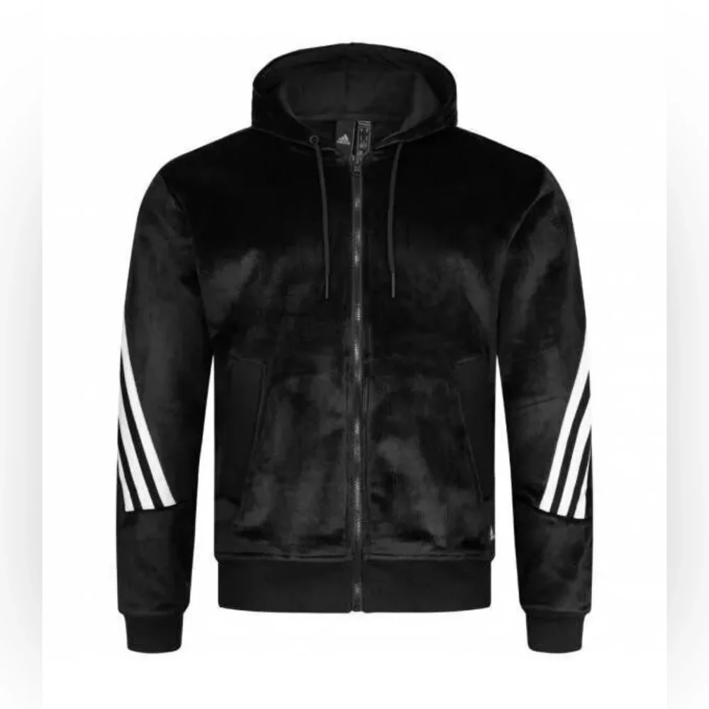 Men’s RARE Adidas NWT Medium Future Icons Ribbed Hoodie/Pants Velour Set - Picture 5 of 15
